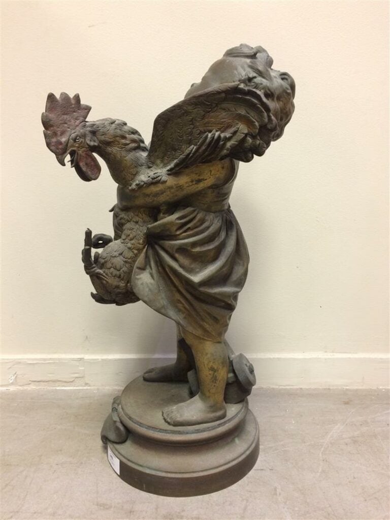 Adriano CECIONI (1836/8-1886). - Enfant au coq - Sculpture en bronze à patine m…