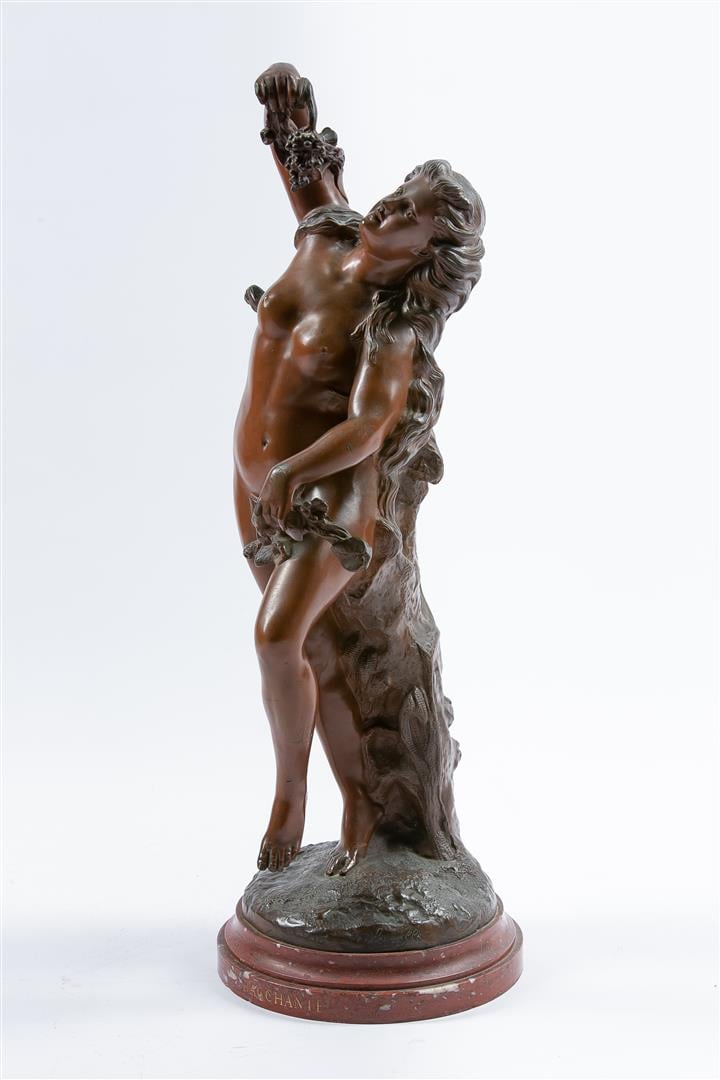 Pierre Emile LEYSALLE (né en 1847). - Bacchante - Sculpture en bronze à patine…
