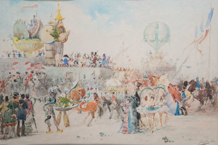 Arturo Orselli, école italienne du XIXème siècle. - "Carnaval de Nice 1881" - R…