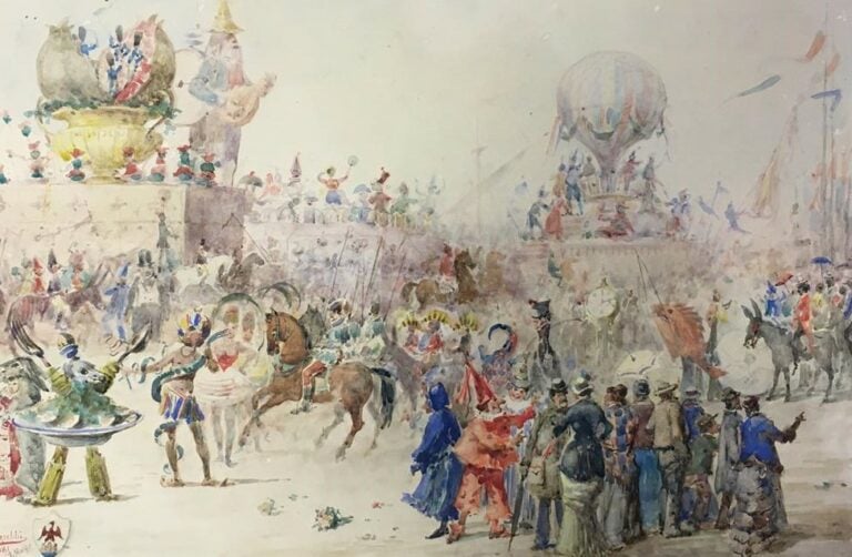 Arturo Orselli, école italienne du XIXème siècle. - "Carnaval de Nice 1881" - R…