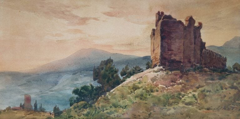 Ernest LESSIEUX (1848-1925). - Ruines du château d'Appio vues de Vintimille - A…