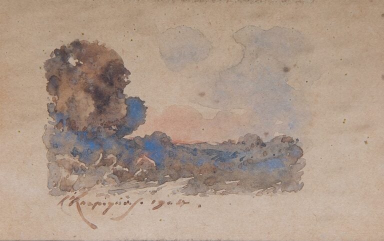 Henri HARPIGNIES (1819-1916). - Paysage - Dessin à l'aquarelle, signé en bas à…