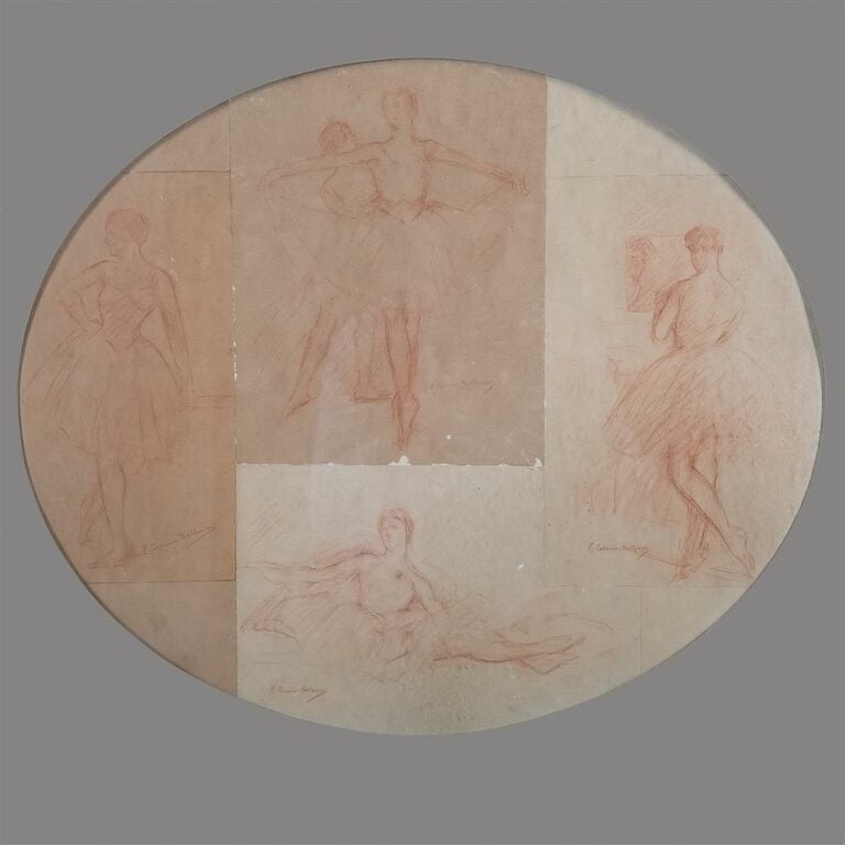 CARRIER-BELLEUSE (1824-1887). - Etudes de ballerines - Quatre dessins à la sang…