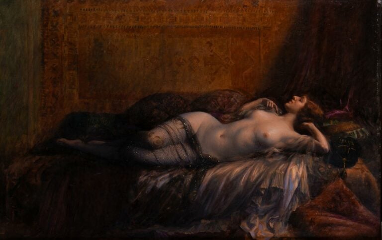 Delphin ENJOLRAS (1857-1945). - Odalisque allongée - Huile sur toile, signée en…