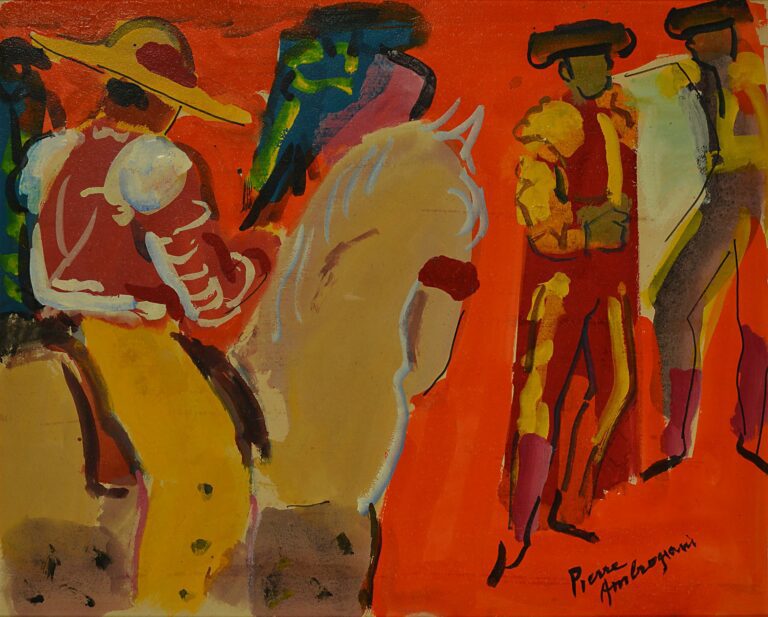 Pierre AMBROGIANI (1907-1985). - Scène de tauromachie - Huile sur toile, signée…