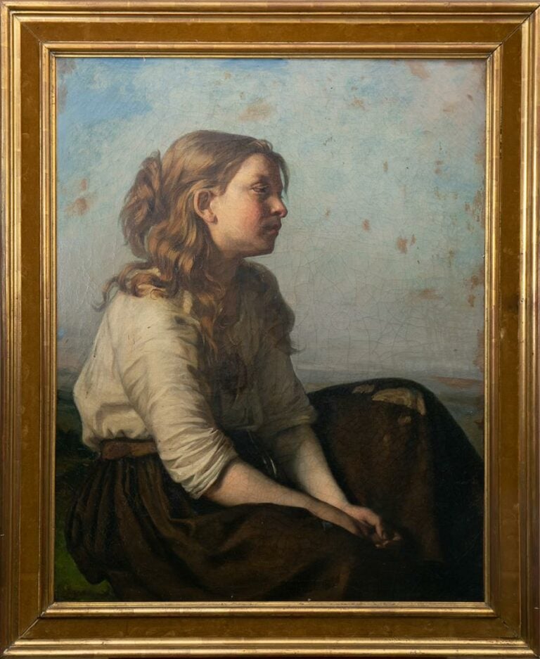 ANTIGNA. - Jeune paysanne. - Huile sur toile, signée en bas à gauche. - 92 x 73…