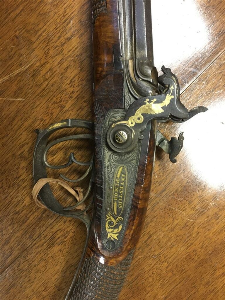 PIMOR A PARIS. - Fusil à quatre canons superposés et juxtaposés, système à perc…