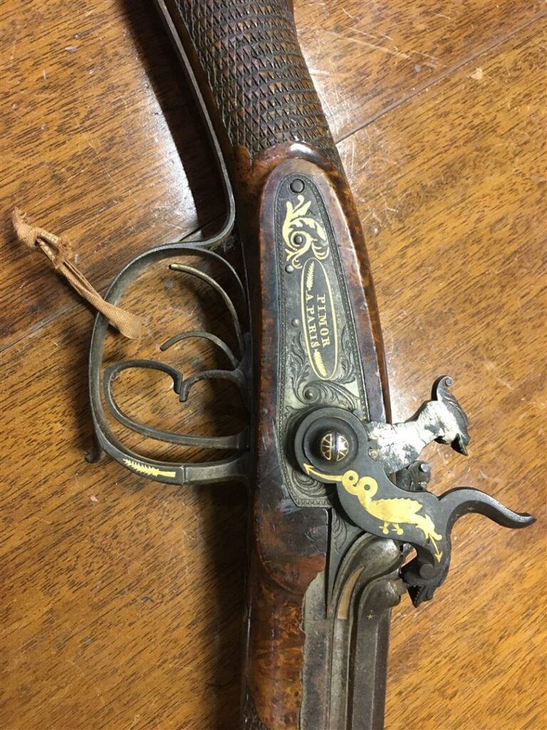 PIMOR A PARIS. - Fusil à quatre canons superposés et juxtaposés, système à perc…