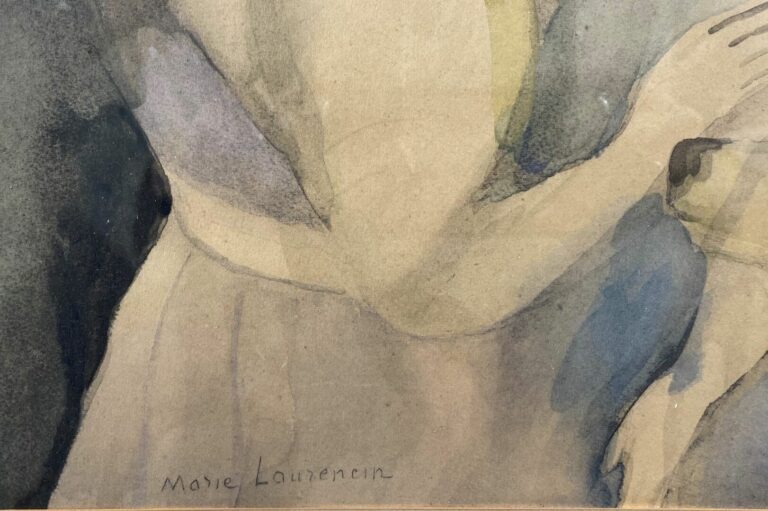 D'après Marie LAURENCIN (1883-1956) - Femme à la mantille accompagnée d'un chie…
