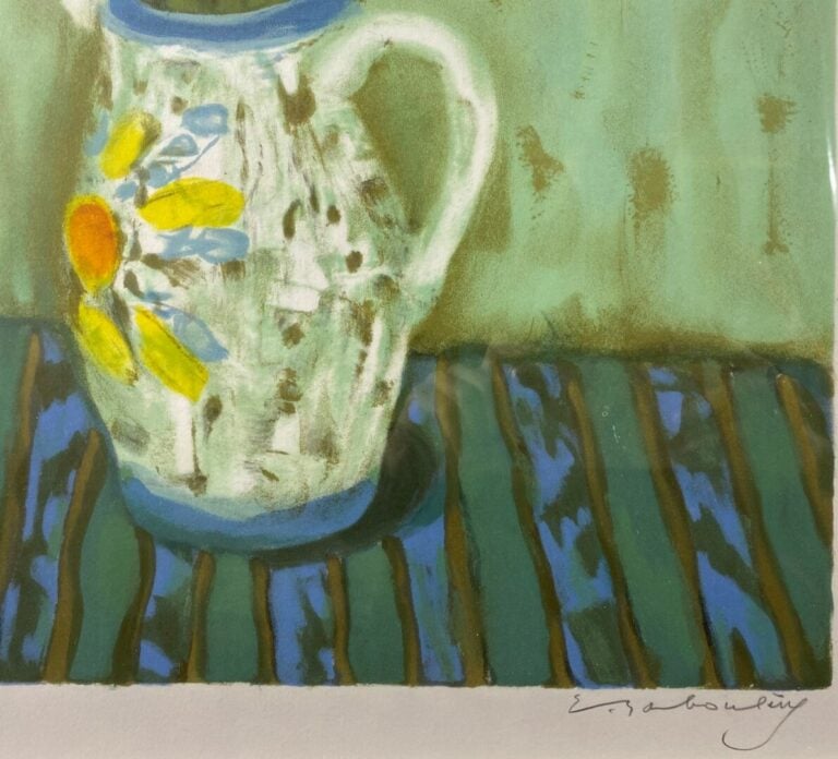 Eugène BABOULENE (1905-1994) - Bouquet de fleurs sur un entablement - Lithograp…