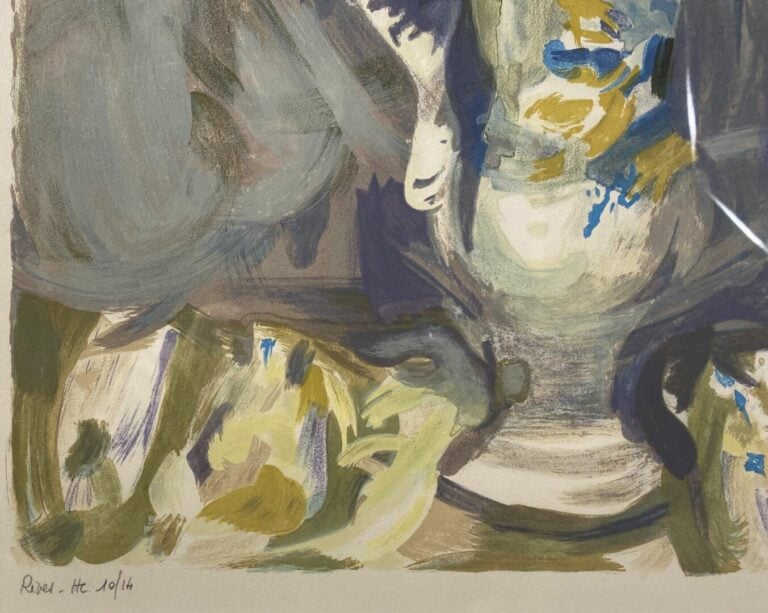 Eugène BABOULENE (1905-1994) - Bouquet de fleurs sur fond gris - Lithographie,…