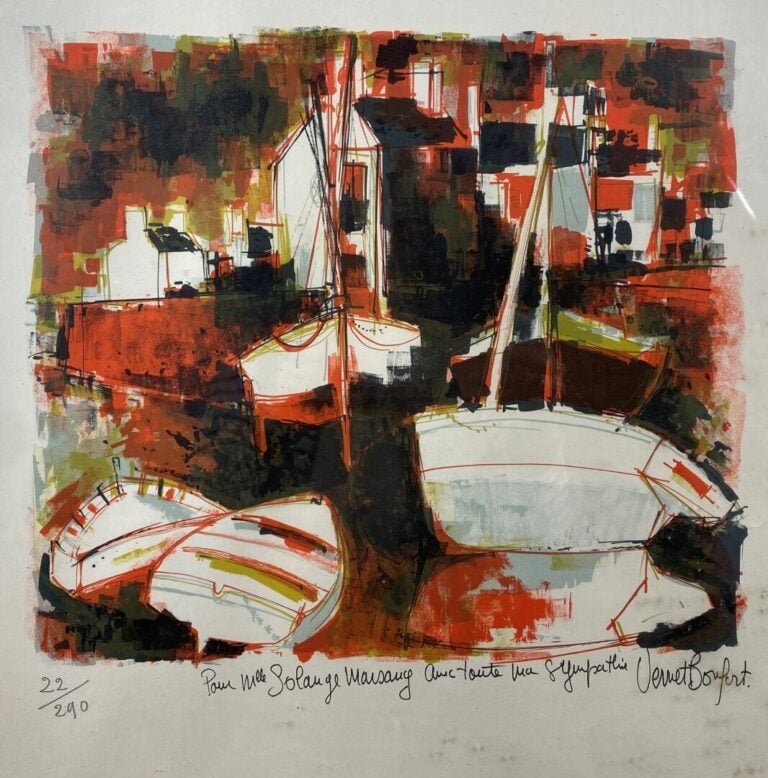 Robert VERNET-BONFORT (1934) - Bateaux - Lithographie, signée en bas à droite,…