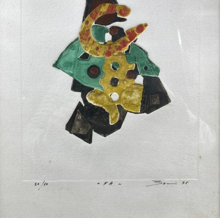 Ecole moderne - "FA" - Estampe gaufrée en couleurs, signée en bas à droite, num…