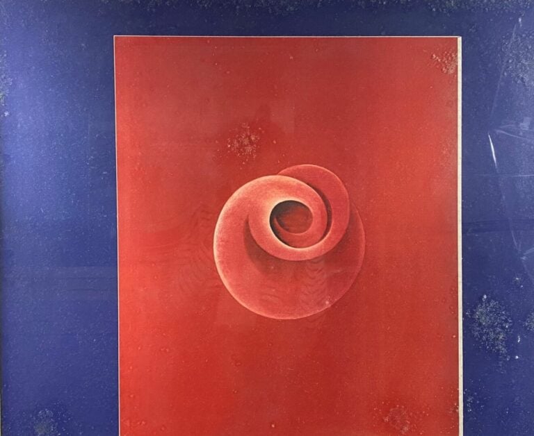 Ecole moderne - Composition centrée d'un motif rouge dans un encadrement bleu -…