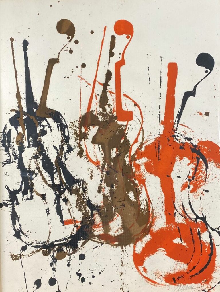 ARMAN (1928-2005) - Trois violons - Lithographie en couleurs, épreuve d'artiste…