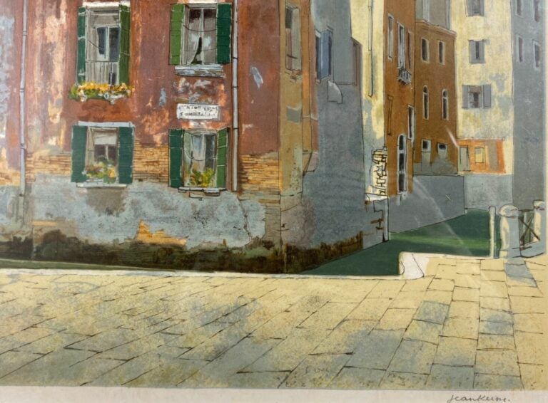 JEAN KEIME (1932) - Maisons sur le canal de Venise - Lithographie signée en bas…