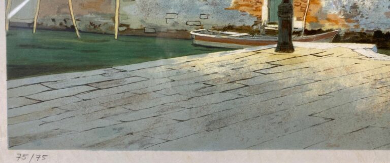 JEAN KEIME (1932) - Maisons sur le canal de Venise - Lithographie signée en bas…