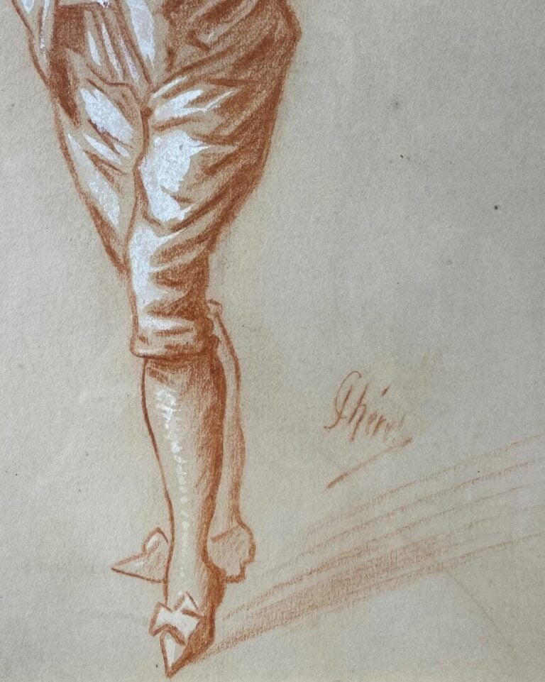 Jules CHERET (1836-1932) - Colombine - Dessin à la sanguine avec rehauts de cra…