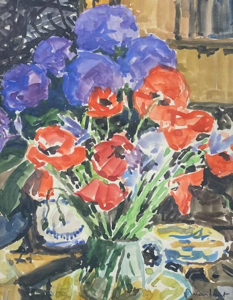 Robert MAUCHANT (1893-1970) - Bouquet de fleurs - Aquarelle signée en bas à dro…