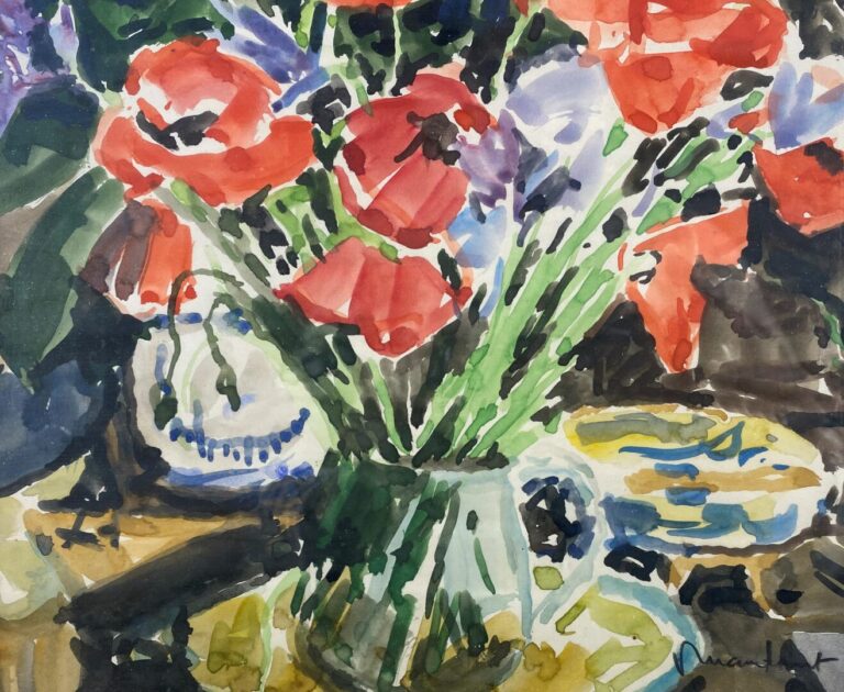 Robert MAUCHANT (1893-1970) - Bouquet de fleurs - Aquarelle signée en bas à dro…