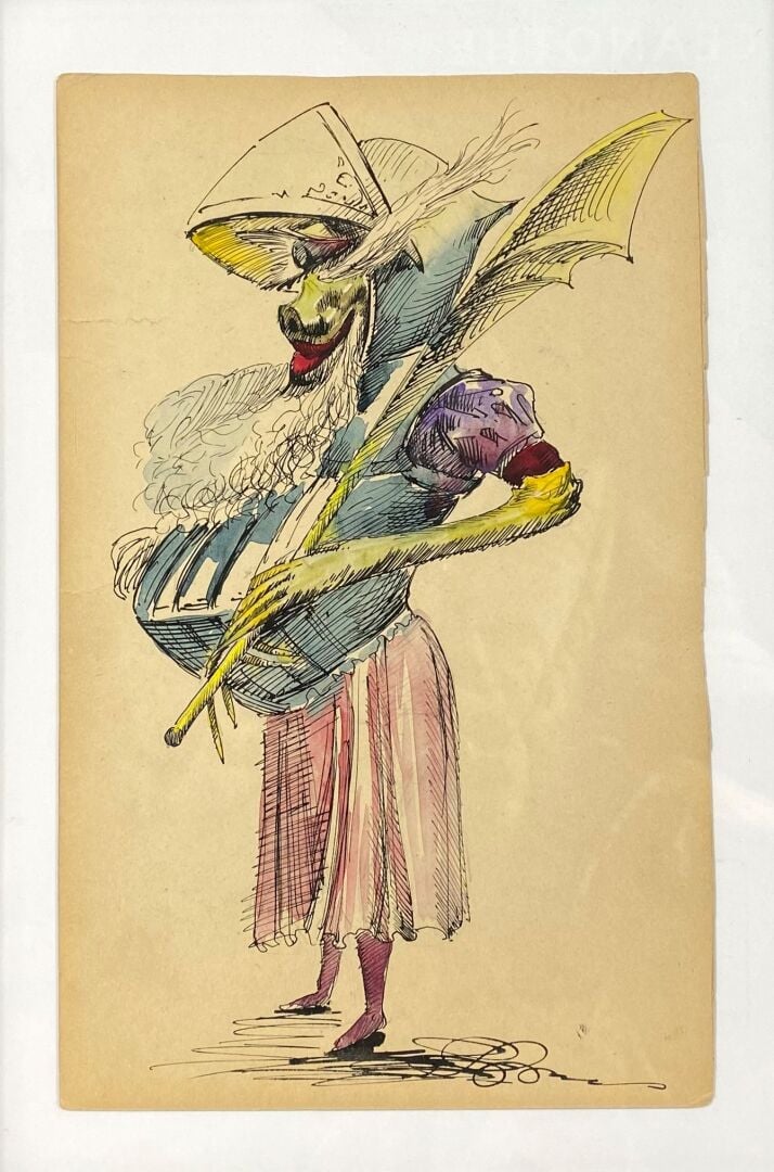 Ecole du XXe siècle, dans le goût de MOSSA - Ensemble de trois dessins figurant…
