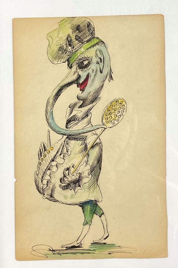 Ecole du XXe siècle, dans le goût de MOSSA - Ensemble de trois dessins figurant…