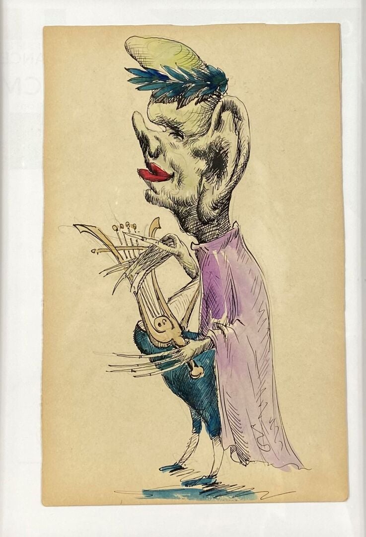 Ecole du XXe siècle, dans le goût de MOSSA - Ensemble de trois dessins figurant…