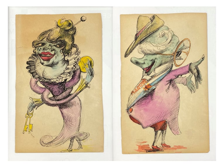 Ecole du XXe siècle, dans le goût de MOSSA - Ensemble de deux dessins représent…