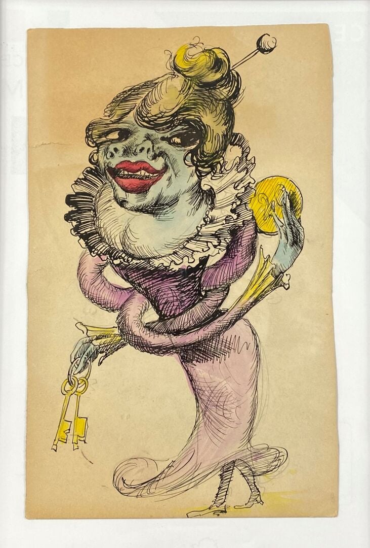 Ecole du XXe siècle, dans le goût de MOSSA - Ensemble de deux dessins représent…