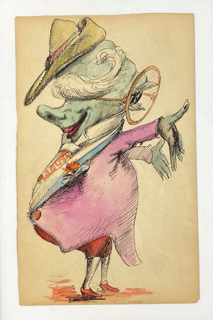 Ecole du XXe siècle, dans le goût de MOSSA - Ensemble de deux dessins représent…