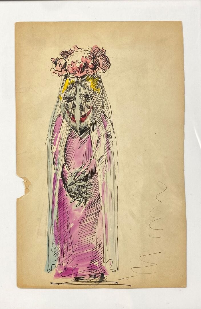 Ecole du XXe siècle, dans le goût de MOSSA - Ensemble de deux dessins représent…