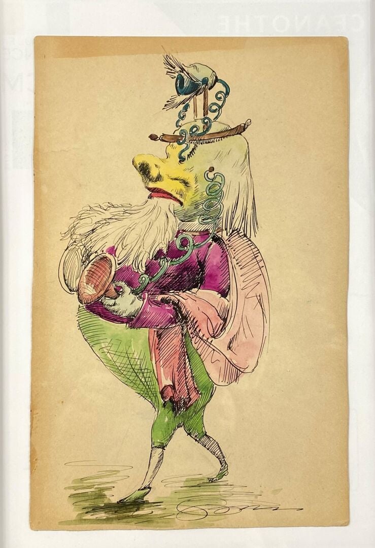 Ecole du XXe siècle, dans le goût de MOSSA - Ensemble de deux dessins représent…