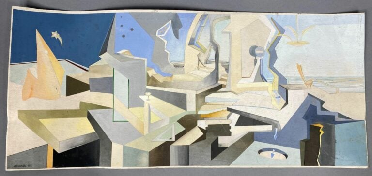 Ecole du XXe siècle - Composition - Encre et aquarelle sur papier cartonné - Po…