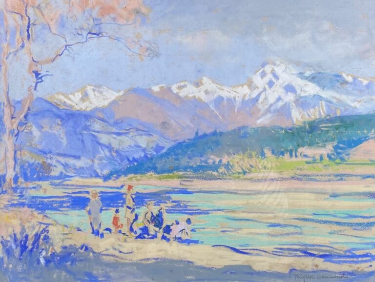 Arthur Henry KNIGHTON-HAMMOND (1875-1970) - Scène animée dans un paysage de mon…