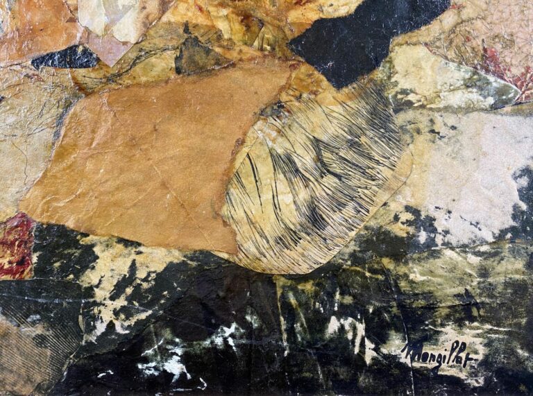 Janine MONGILLAT (1929-2002) - Composition - Deux collages sur carton, signés e…
