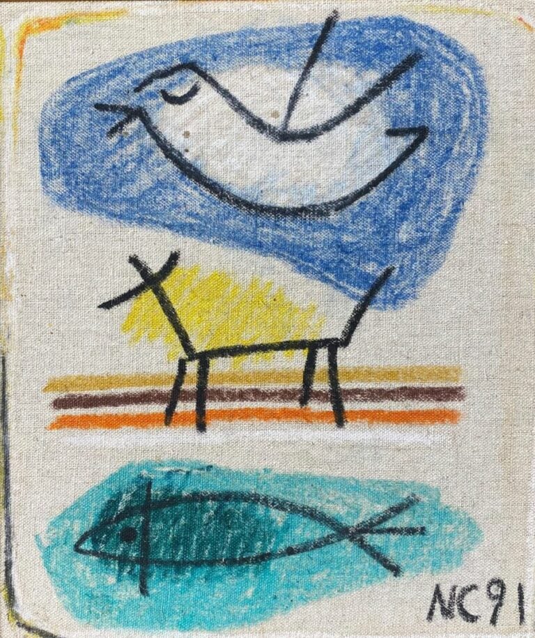 Ecole du XXe siècle - Animaux - Pastel sur toile - Signé en bas à droite NC 91…