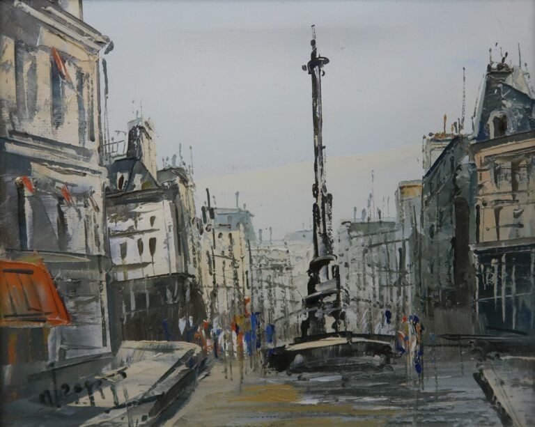 Ecole du XXe siècle - Rue animée - Huile sur toile - Porte une signature - 22 x…