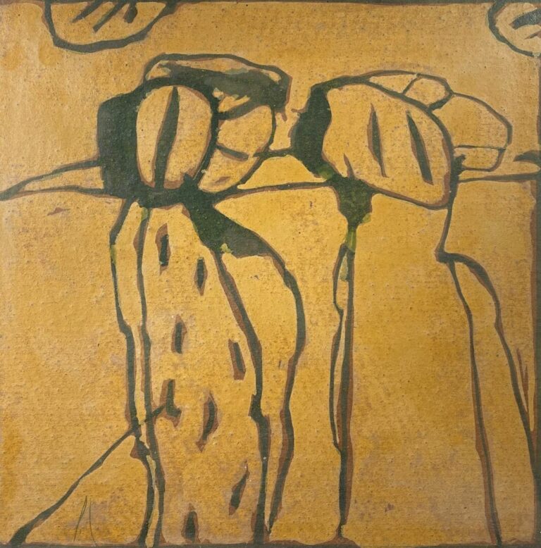 Fabien DE JOMARRON (XXe) - Attente II 87 - Huile sur isorel - 48.5 x 48.5 cm