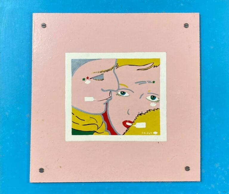 Christian GUY (1948-2006) - Deux visages - Femme et homme fumant près d'une voi…