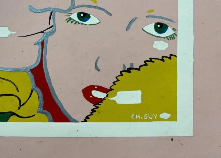 Christian GUY (1948-2006) - Deux visages - Femme et homme fumant près d'une voi…
