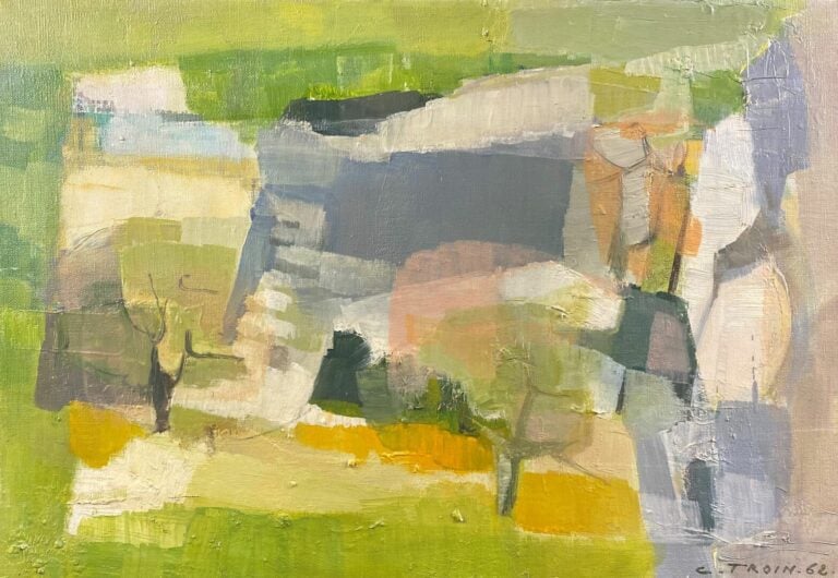 Claude TROIN (XXe) - Composition - Huile sur toile, signée en bas à droite et d…