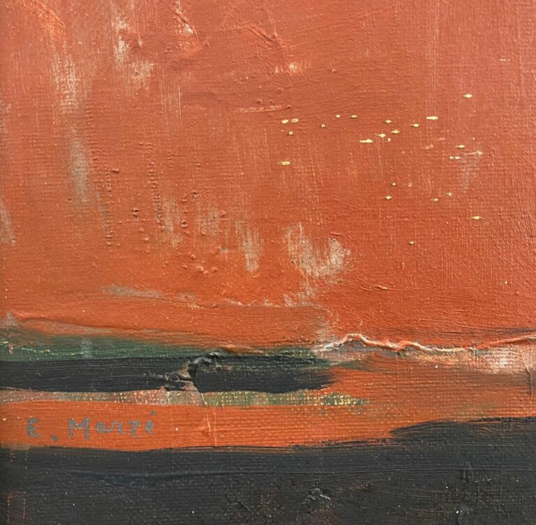 Émile MARZÉ (1930-2009) - Pichet sur fond rouge - Huile sur toile, signée en ba…
