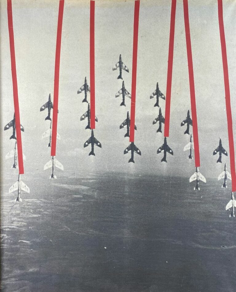 Sacha SOSNO (né en 1937) - Avions de chasses et traits rouges - Technique mixte…