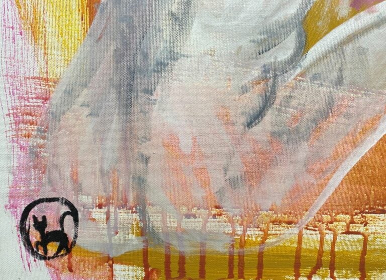 Ecole contemporaine - Composition au personnage, coqs et autres animaux - Techn…