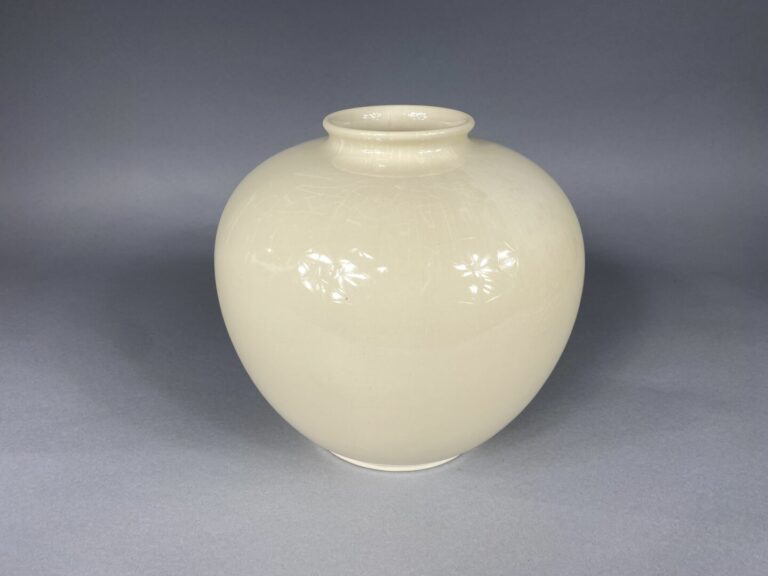 VILLEROY ET BOCH - Vase boule à col resserré en céramique émaillée craquelée be…