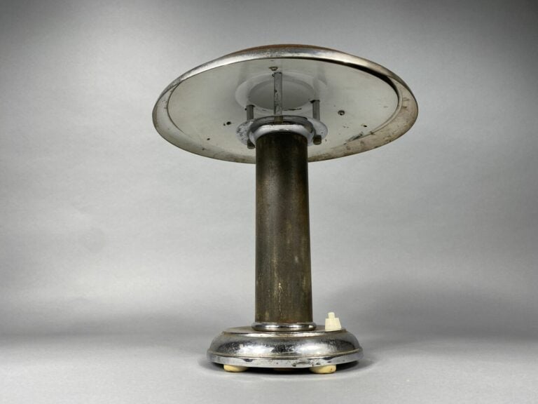 George HALAIS (XIX-XXe), édité par ELOCTRA - Lampe-champignon en cuivre laqué m…