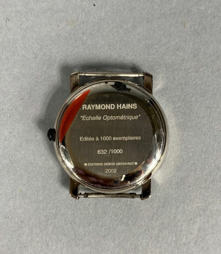D'après Raymond HAINS (1926-2005) - Montre bracelet "Echelle optométrique", boî…