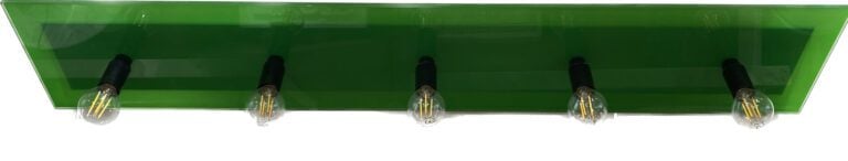 Applique de forme rectangulaire à cinq lumières en verre teinté vert - Travail…