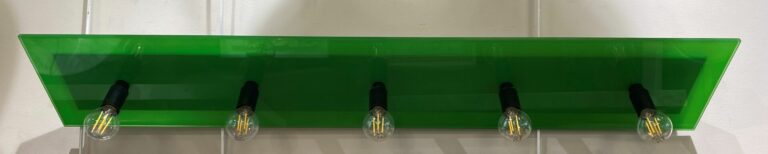 Applique de forme rectangulaire à cinq lumières en verre teinté vert - Travail…