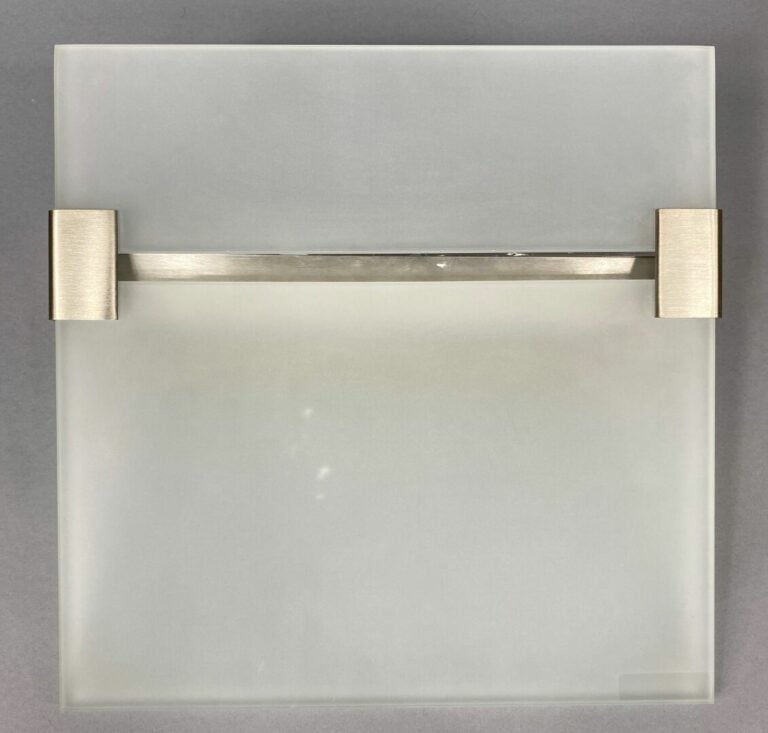 MURANO - Applique de forme carrée en verre sablé blanc, néon jaune - 32 x 32 cm…